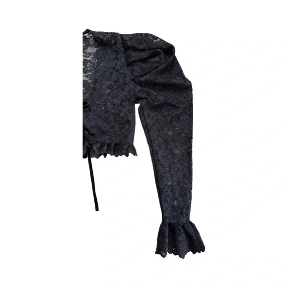 Goth Black Victoria Edwardian Lace Top - Picture 6 of 8